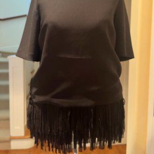 Banana Republic Black Fringed-Bottom Top